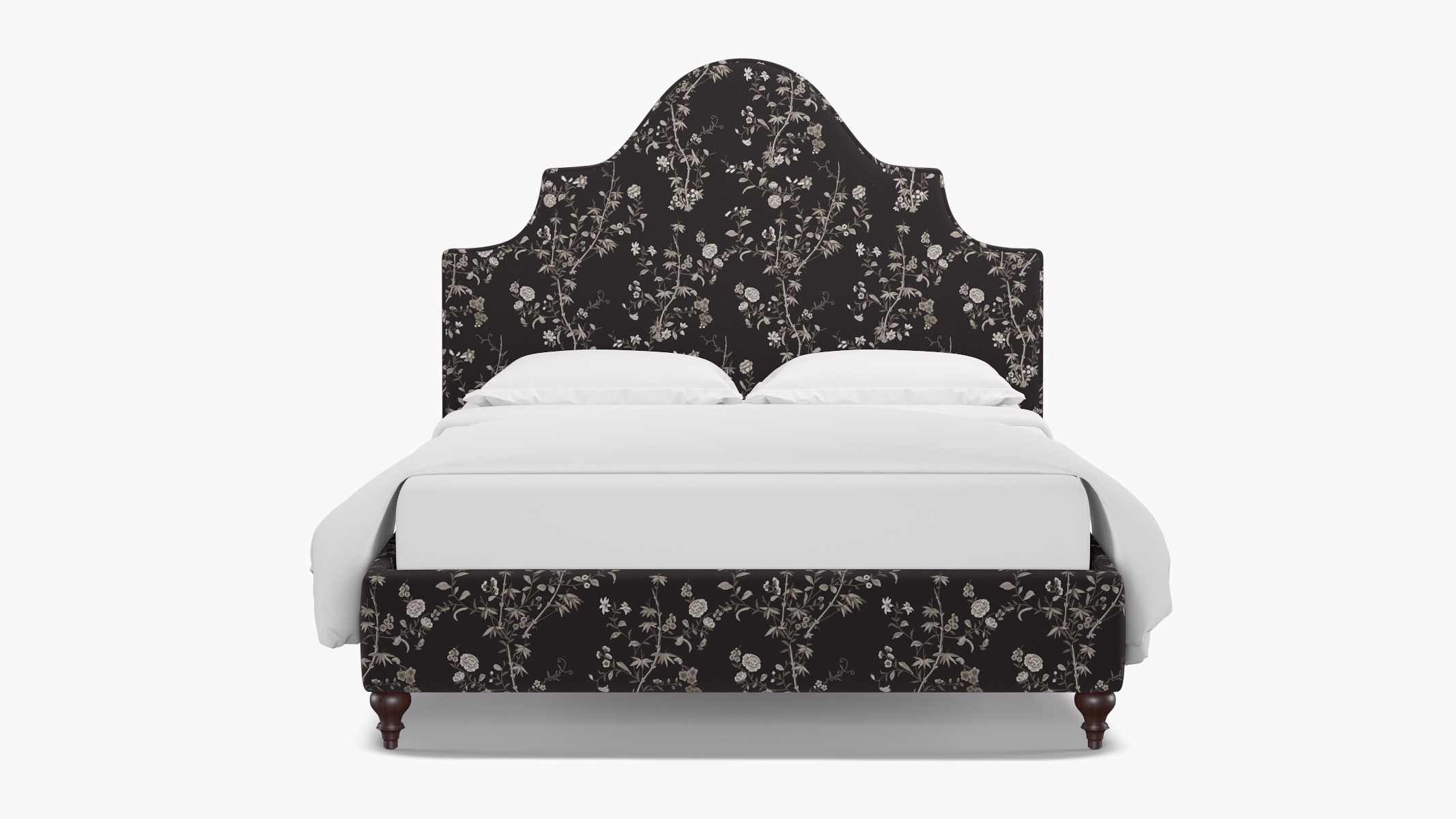 Statement Bed, Black Bamboo Garden, Espresso Traditional Turned Leg, King - Image 0