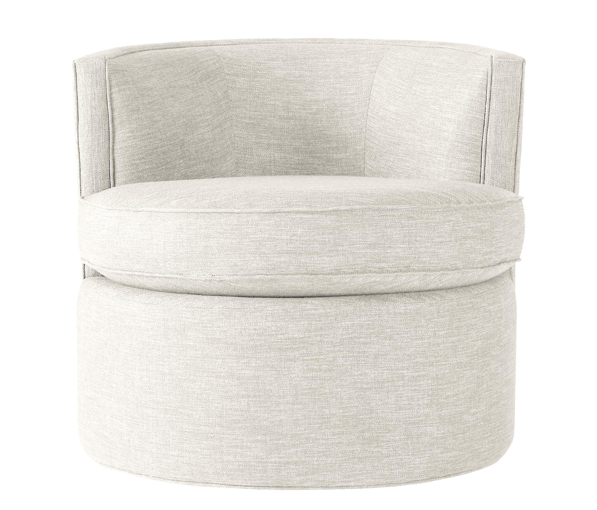 White Carly Mid Century Modern Swivel Chair - Tussah Snow - Image 0