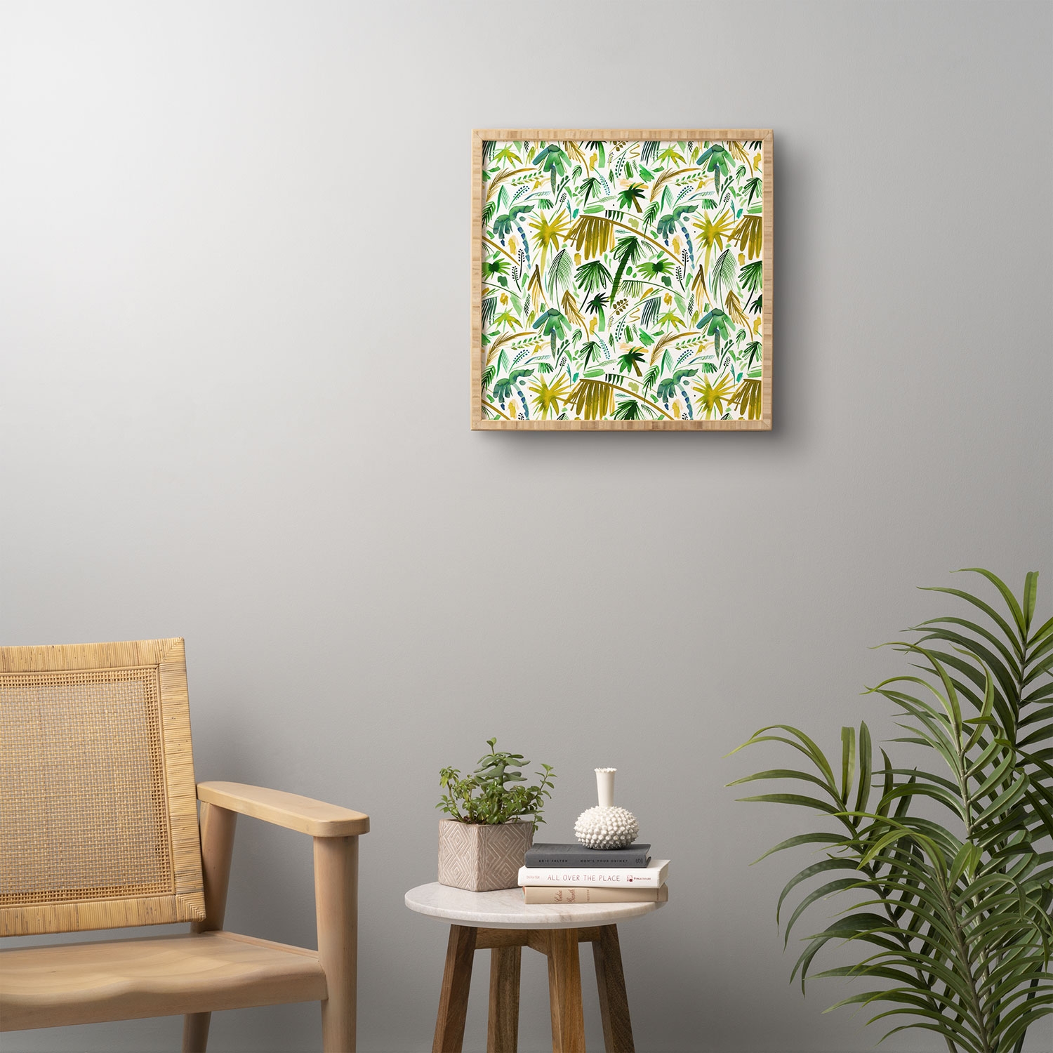Tropical Expressive Palms by Ninola Design - Framed Wall Art Bamboo 30" x 30" - Image 3