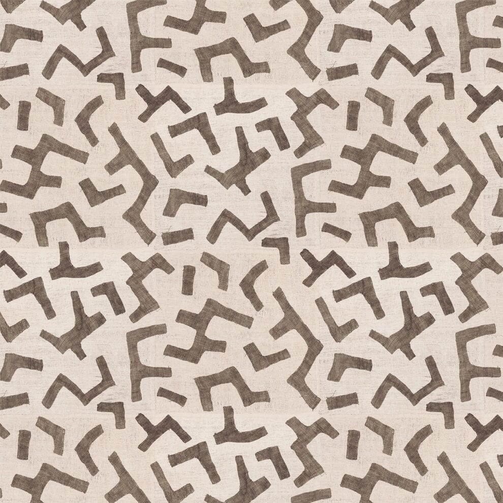 Ecru Figures Kuba Cloth Outdoor Performance Fabric by St. Frank | White | Printed Width: 54" W Pattern Size: 54" W x 36" V, | Polyester - Image 1