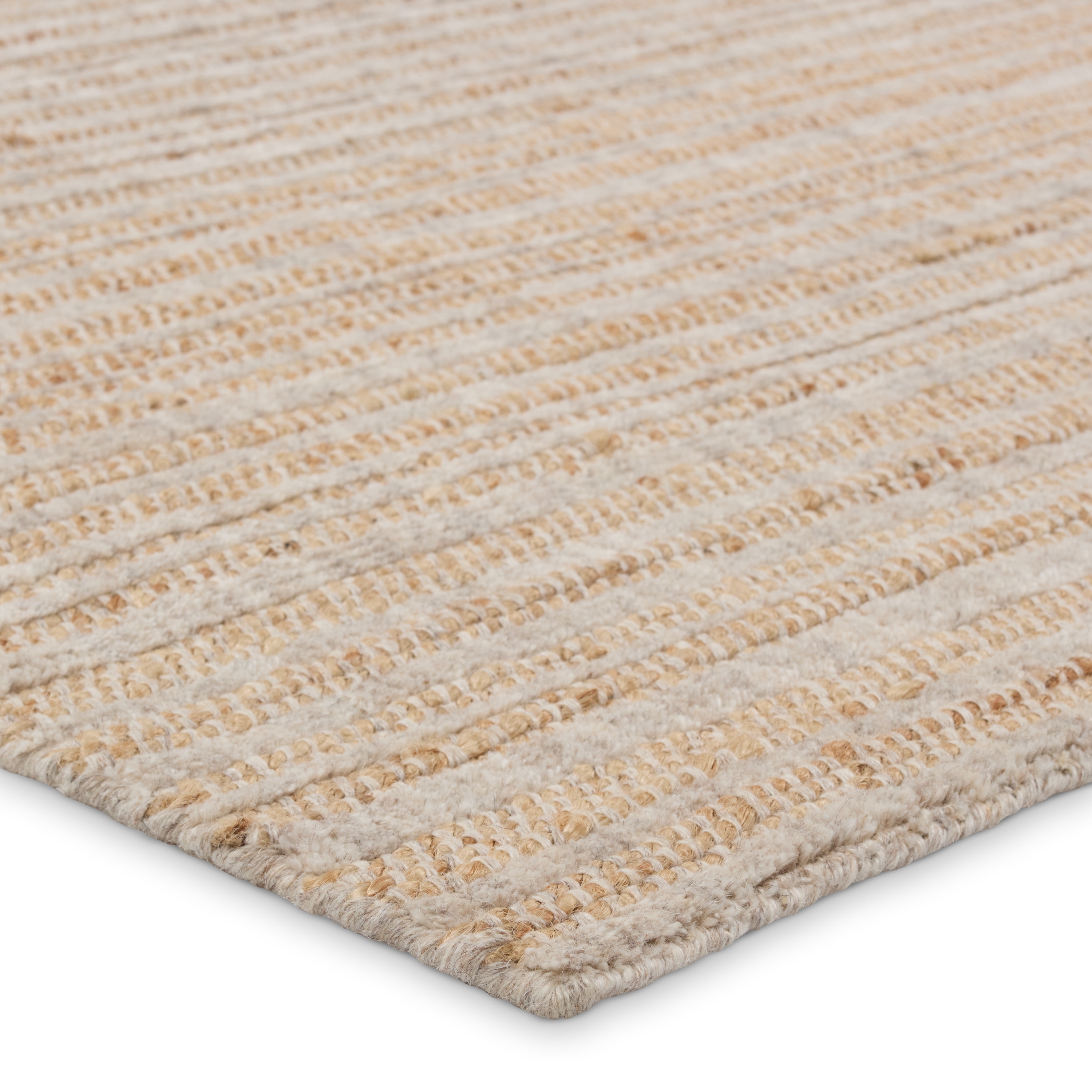 Abdar Handmade Striped Tan/ Gray Area Rug (10'X14') - Image 1