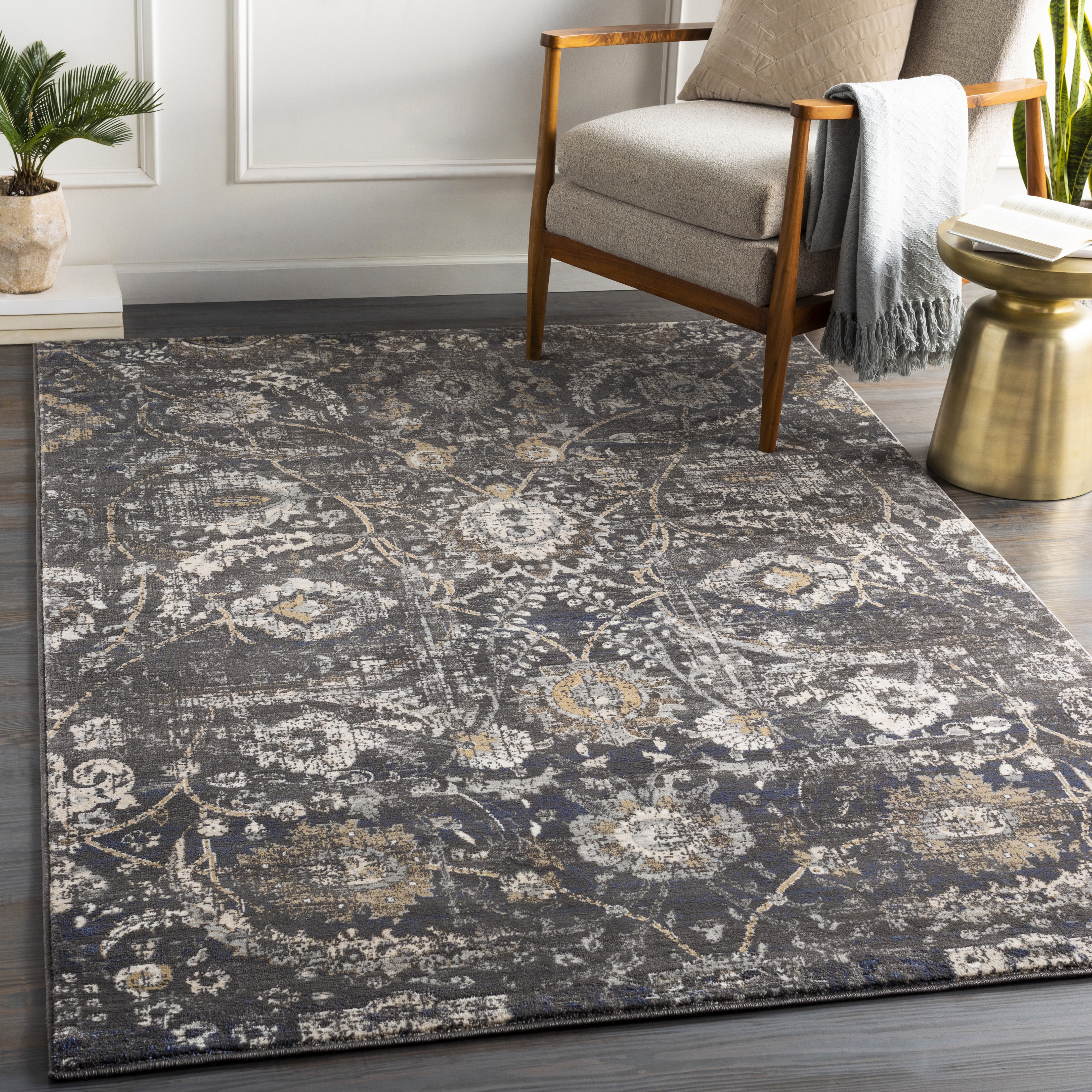 Indigo Black Indoor 8'7" x 12'4" Machine Woven Rug - Image 1