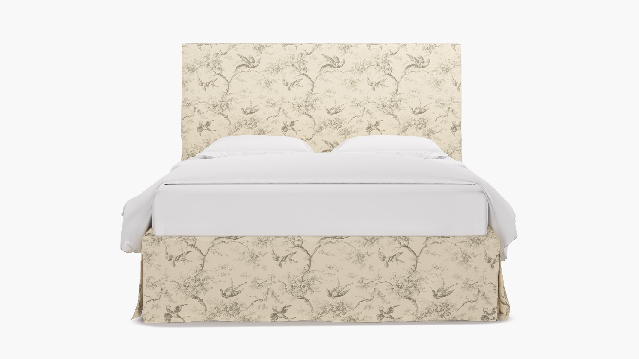 Slipcovered Bed, Cream Swallows, King - Image 0
