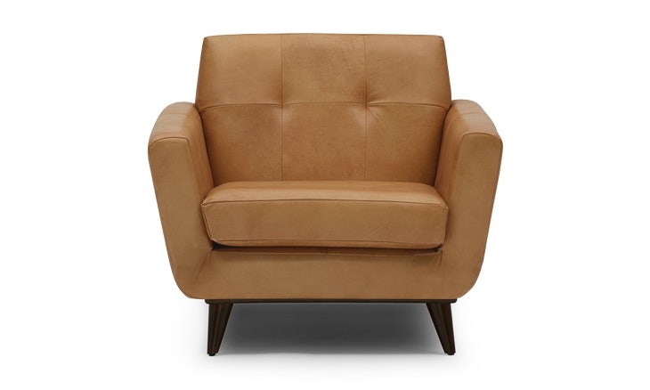 Brown Hughes Mid Century Modern Leather Chair - Santiago Camel - Mocha - Image 3