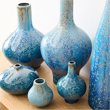 Reactive Glaze Vase, Ocean, Large Round, 14" - Image 1