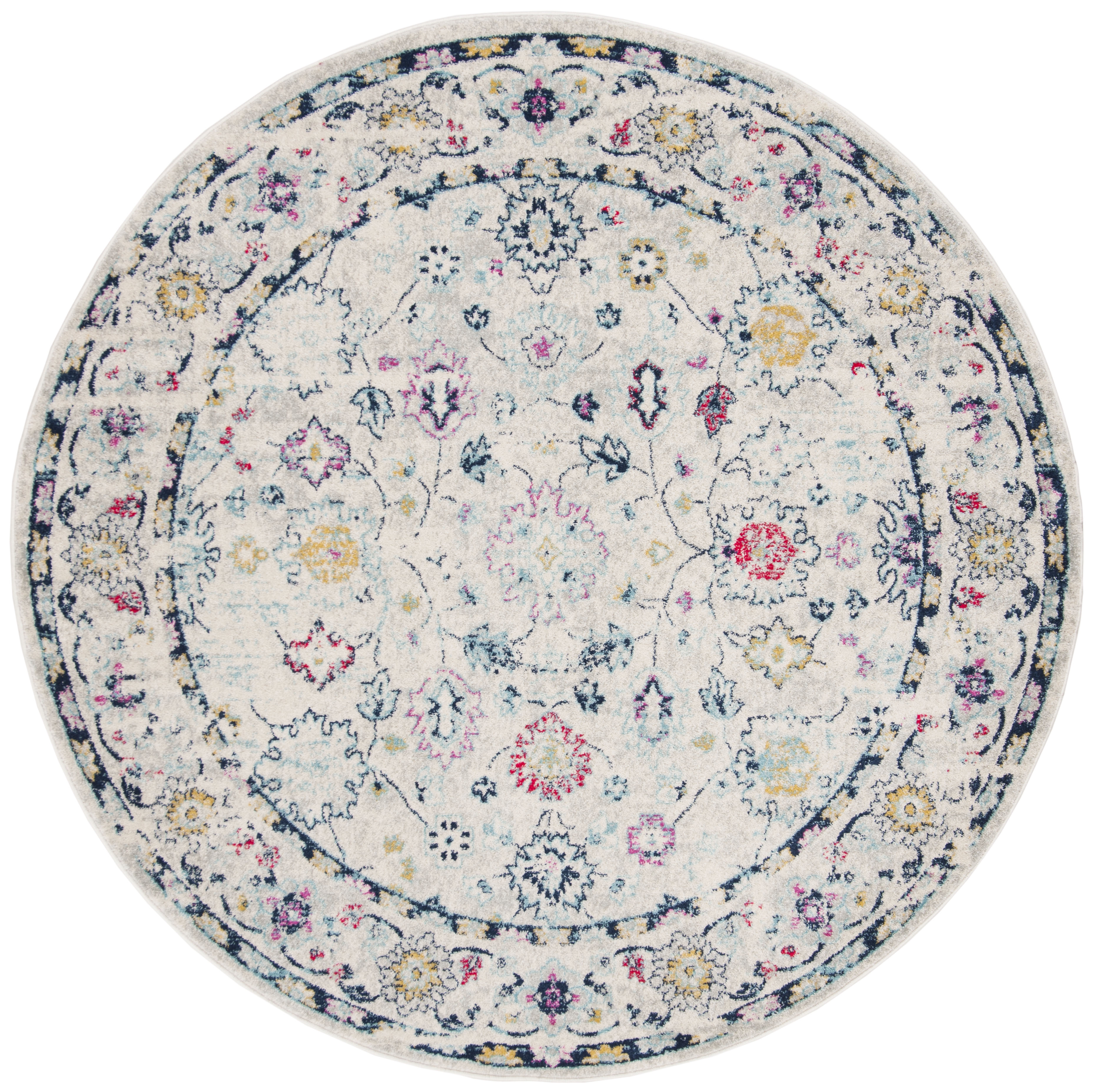 Arlo Home Woven Area Rug, MAD923R, Light Grey/Fuchsia,  6' 7" X 6' 7" Round - Image 0