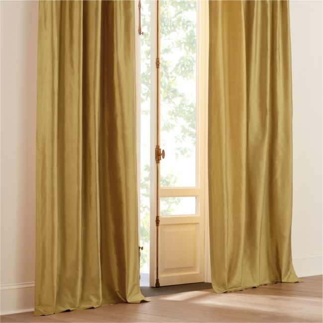 Seda Smoked Yellow Dupioni Silk Window Curtain Panel 48"x84" - Image 0