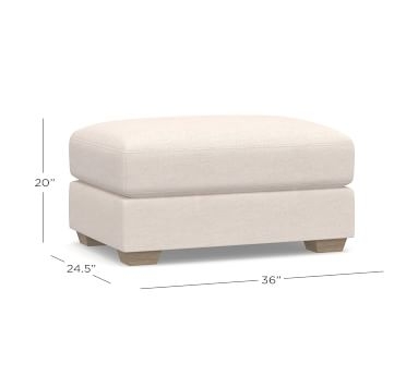 Canyon Upholstered Ottoman, Polyester Wrapped Cushions, Performance Heathered Basketweave Alabaster White - Image 1