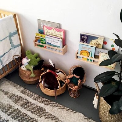 Wall Bookshelves,Set Of 2 Natural Wood Floating Bookshelf,Nursery Shelves,Floating Book Shelves For Wall - Image 0