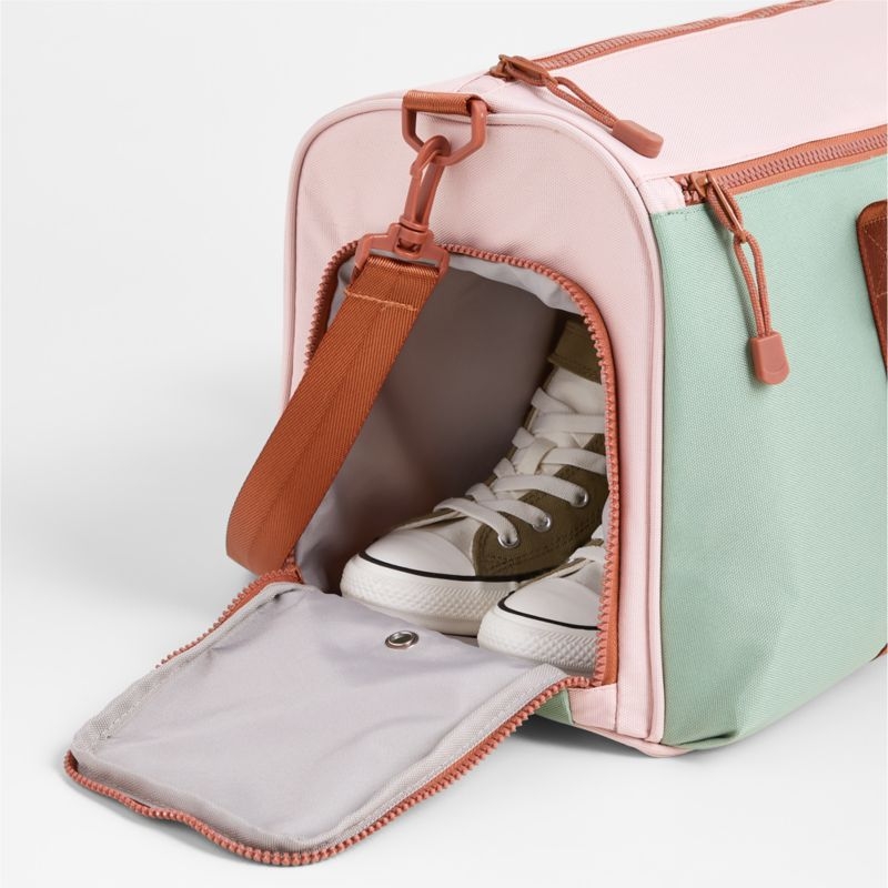 Dreamer Pink and Mint Green Colorblock Kids Duffel Bag - Image 3