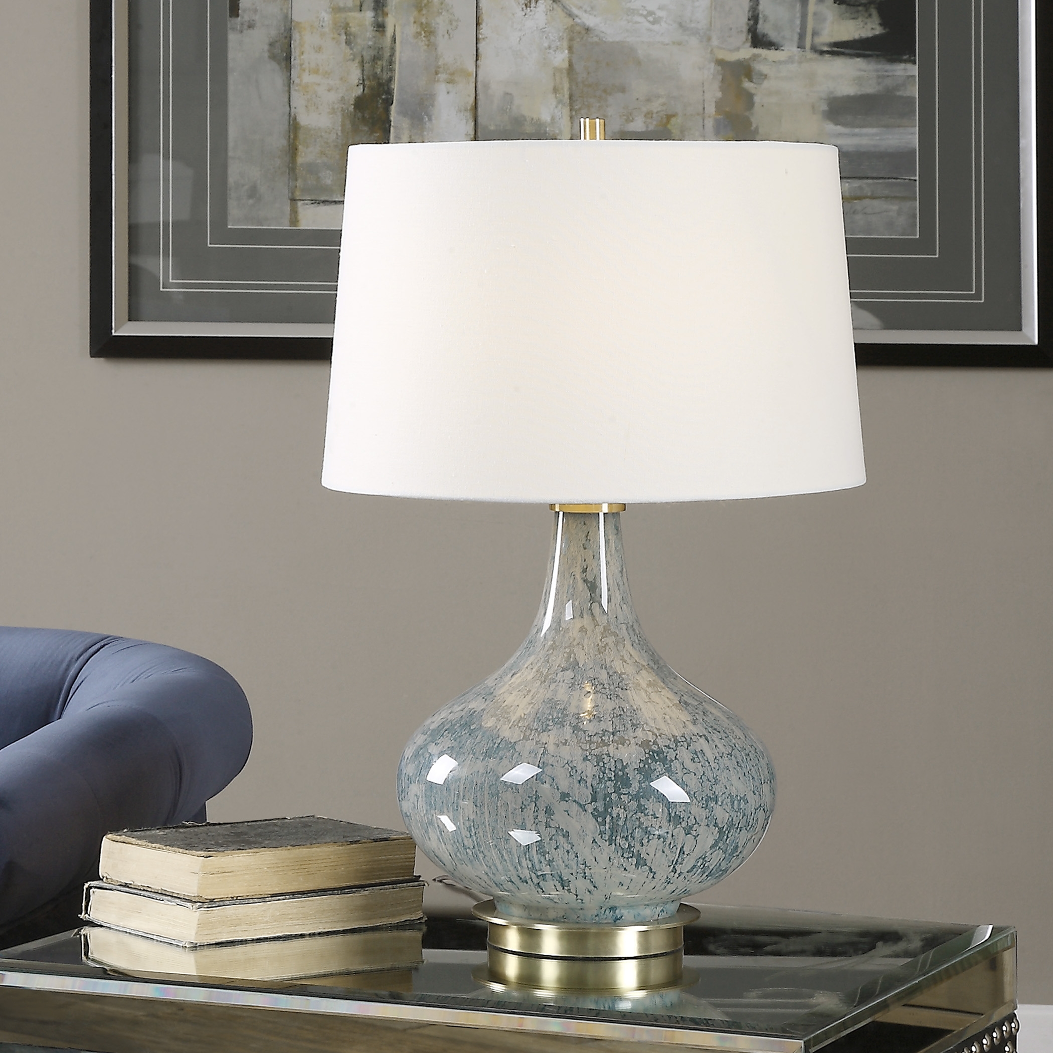 Celinda Blue Gray Glass Lamp - Image 0