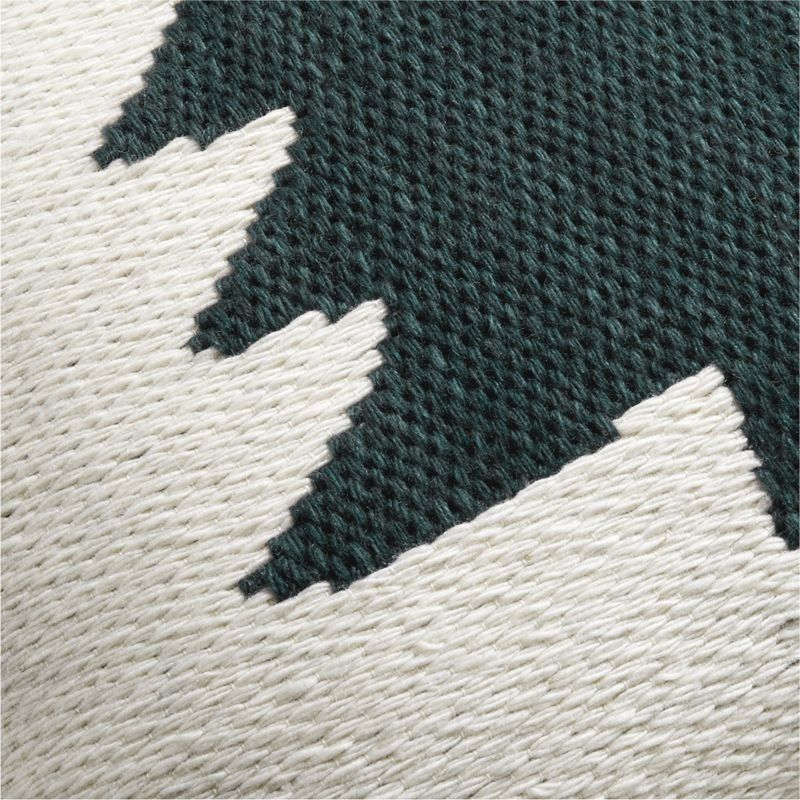 Tree Kilim 20"x20" Spruce Green and Arctic Ivory Throw Pillow with Feather Insert - Image 2