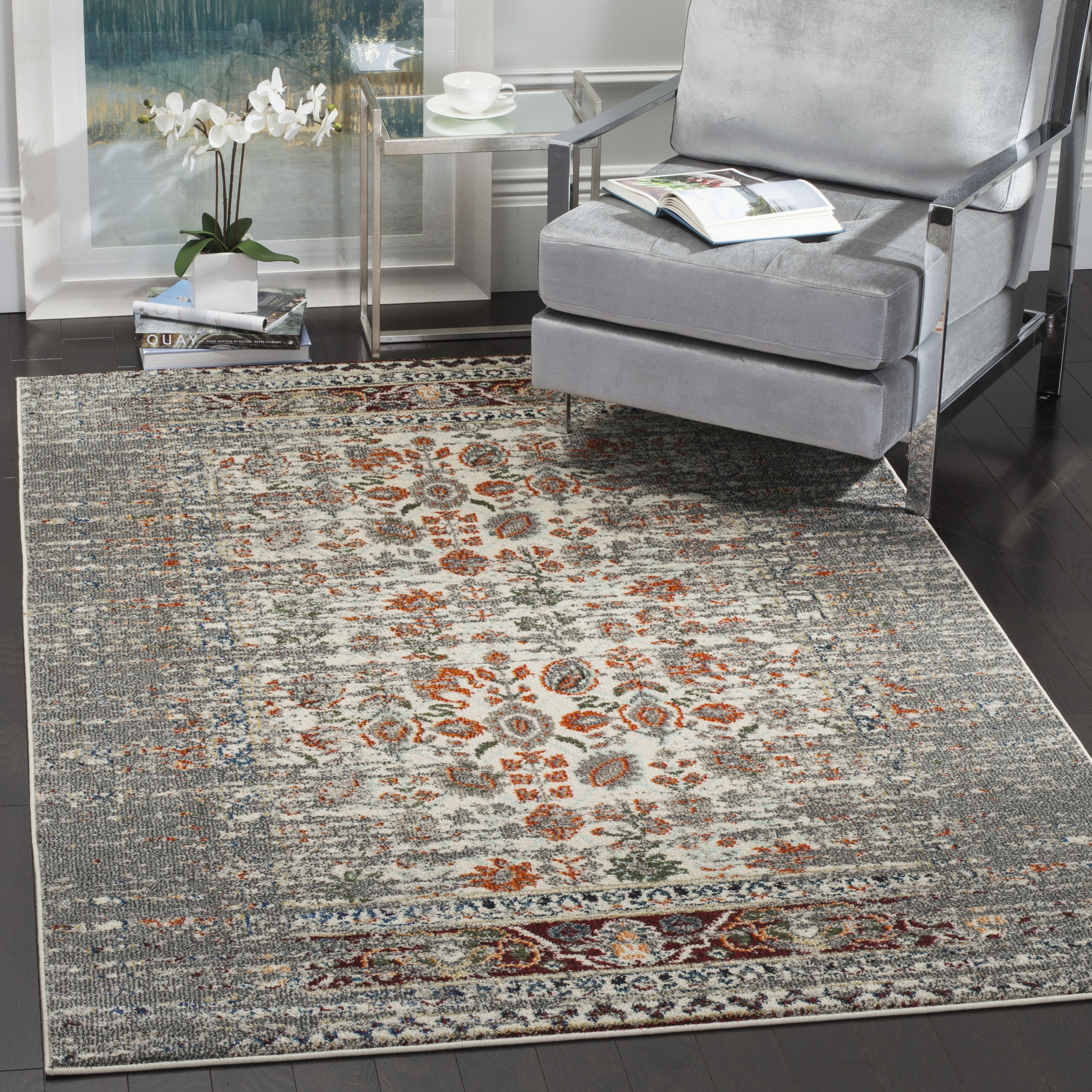 Arlo Home Woven Area Rug, MNC208T, Grey/Ivory,  6' 7" X 9' 2" - Image 1