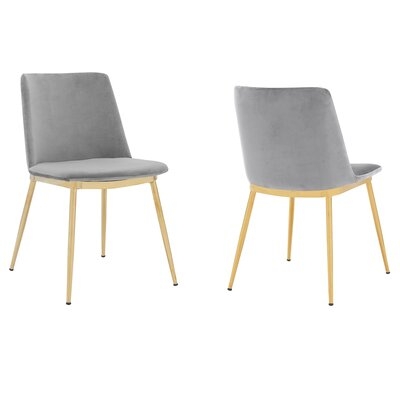 Messina Modern White Velvet And Gold Metal Leg Dining Room Chairs - Set Of 2 - Image 0