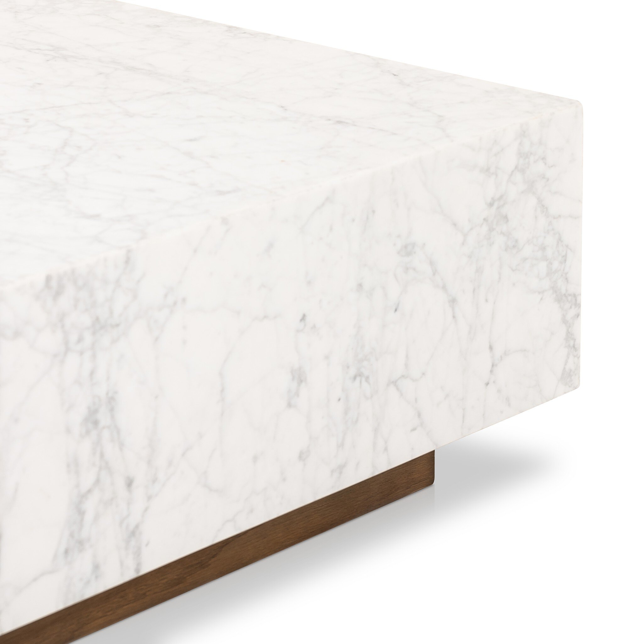Masera Marble Coffee Table - White Carrara Marble - Image 5