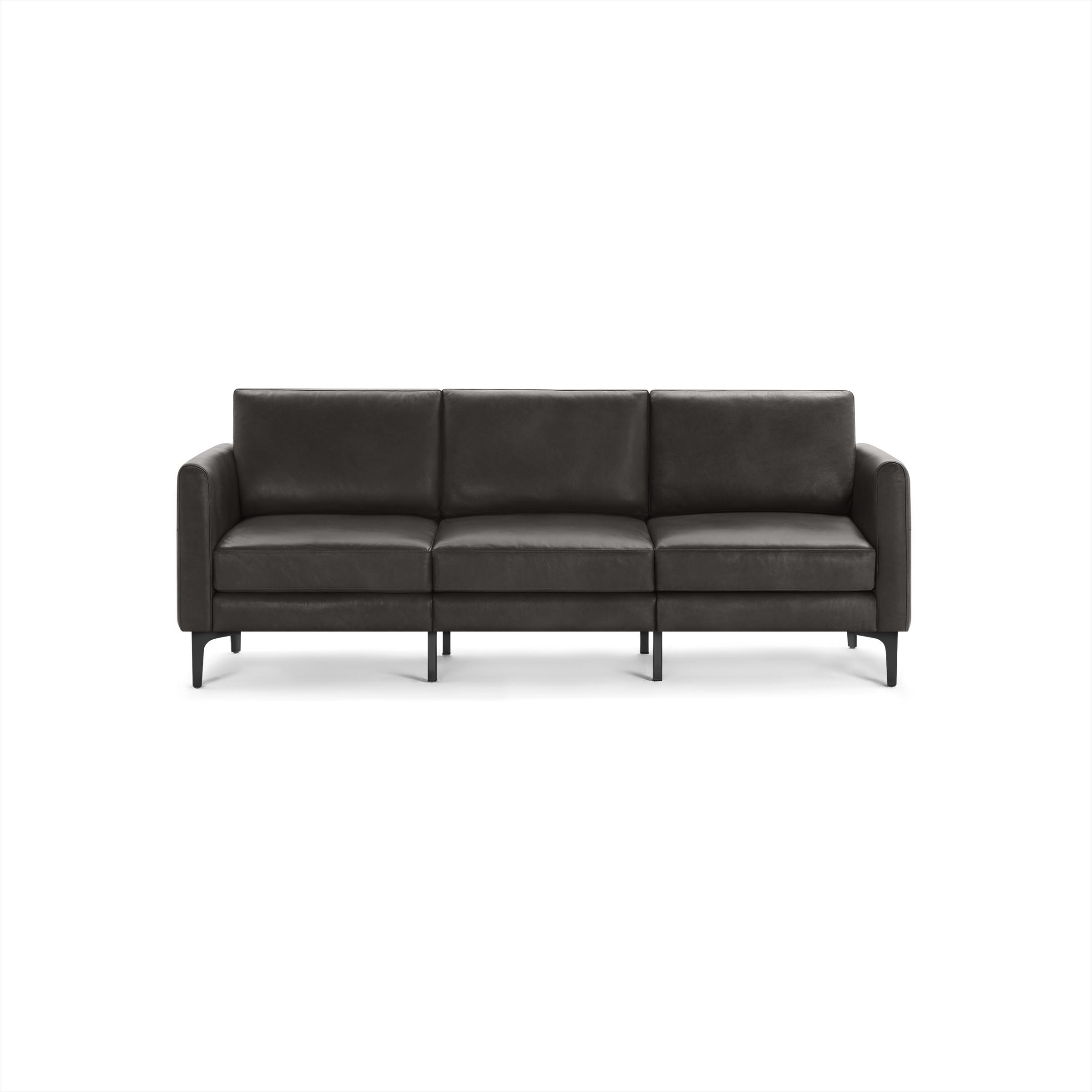 Nomad Leather Sofa in Slate, Black Metal Legs - Image 0