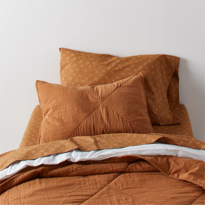 Cozy Cloud Twinkle Brulee Brown Washed Organic Cotton Kids Full Sheet Set - Image 1