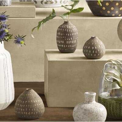 3 Piece Neace Gray Terracotta Table Vase Set - Image 0