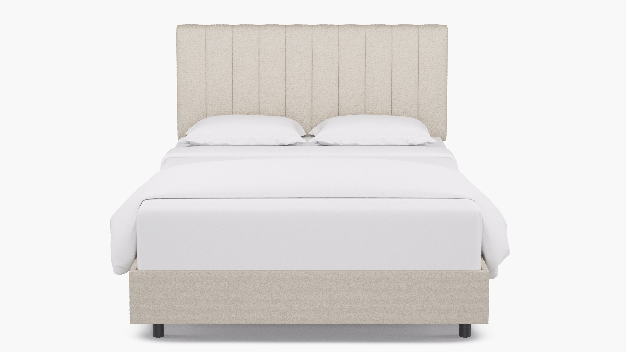Channel Tufted Bed, Snow Bouclé, Queen - Image 0