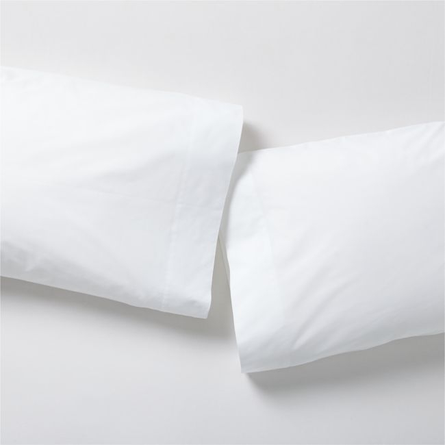 Everyday Organic Cotton Percale White Standard Pillowcases, Set of 2 - Image 0