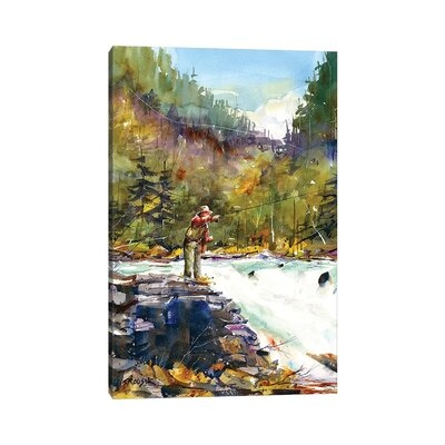 Casting Below the Falls by Dean Crouser - Wrapped Canvas Painting Print - Image 0