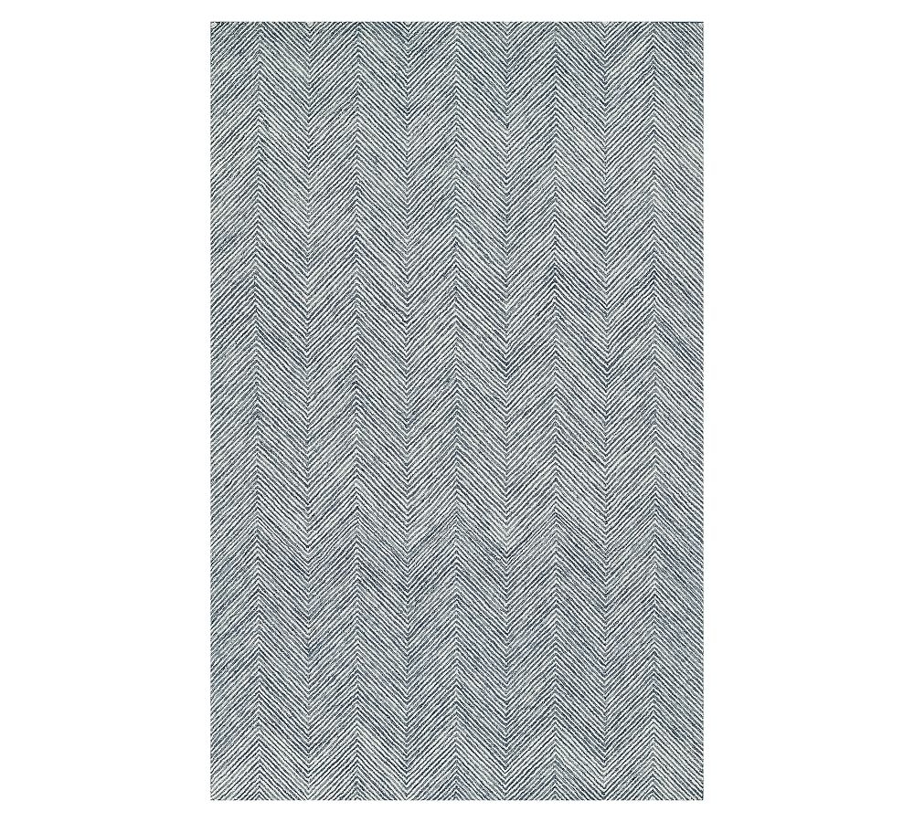 Iweala Handcrafted Chevron Rug, 9' X 12', Denim - Image 0