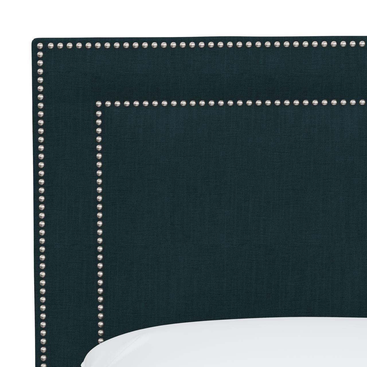 Williams Bed, Twin, Linen Conifer Green, Pewter Nailheads - Image 3