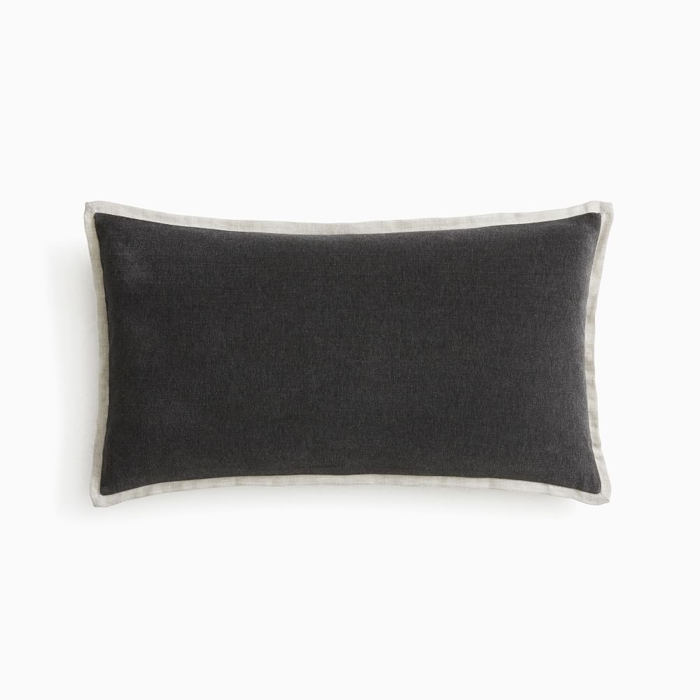 Classic Cotton Velvet Pillow Cover, 12"x21", Slate - Image 0