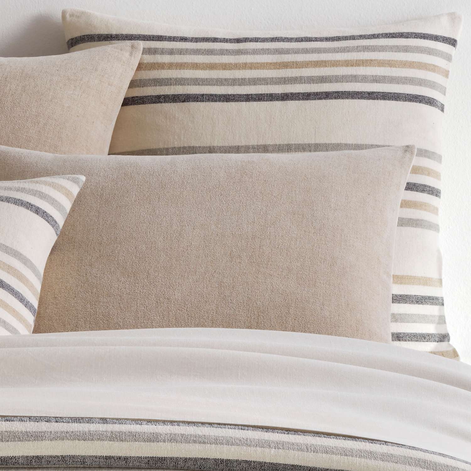 Ellison Stripe Linen Chenille Ivory Sham - Image 0