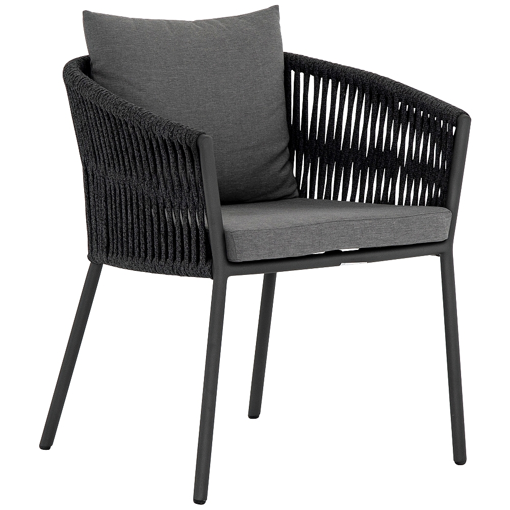 Porto Charcoal and Bronze Outdoor Dining Chair - Style # 89J92 - Image 0