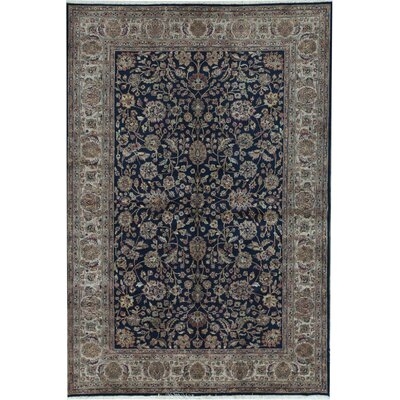 One-of-a-Kind Marquis Hand-Knotted Navy/Beige 6'1" x 8'11" Wool Area Rug - Image 0