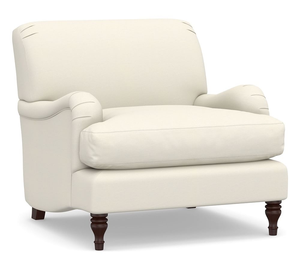 Carlisle Upholstered Tightback Armchair, Down Blend Wrapped Cushions, Textured Twill Ivory - Image 0
