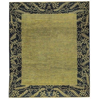 One-of-a-Kind Hand-Knotted Green/Black 8'2" x 9'8" Wool Area Rug - Image 0