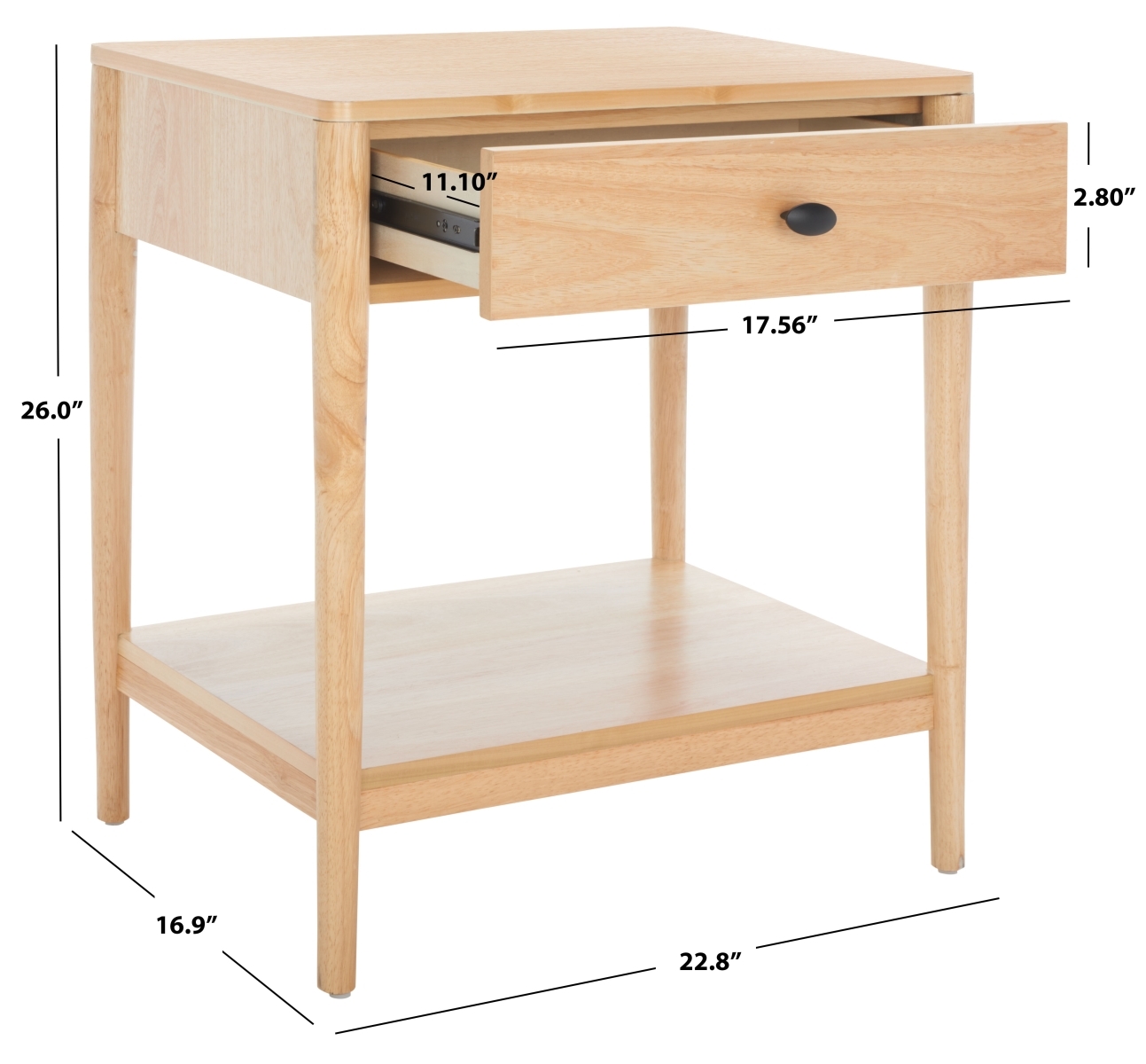 Boden 1 Drawer Nightstand - Natural - Safavieh - Image 9