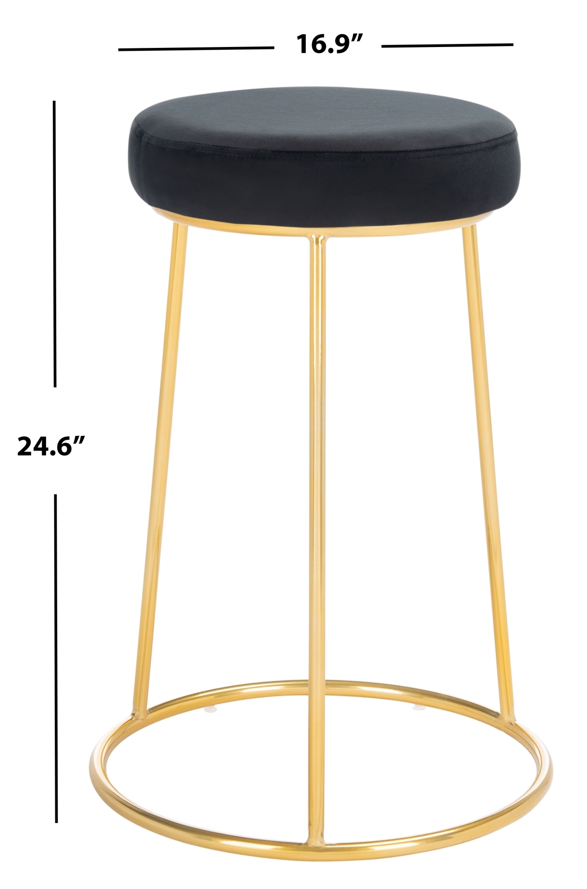 Kellie Round Counter Stool - Black / Gold - Safavieh - Image 6
