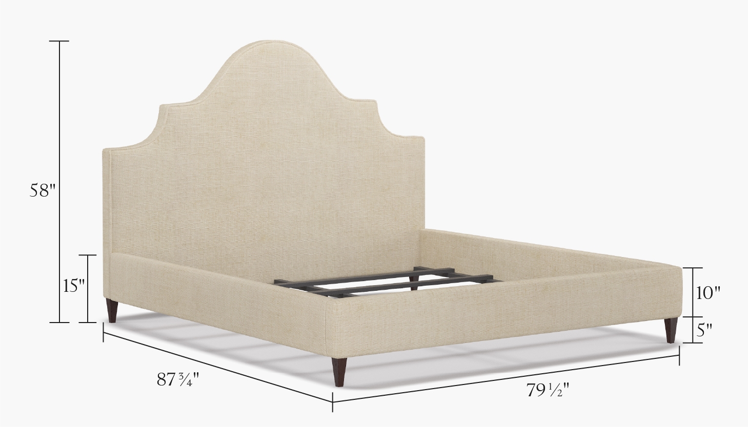 Statement Bed, Putty Everyday Linen, Natural Decorative Tapered Leg, King - Image 1