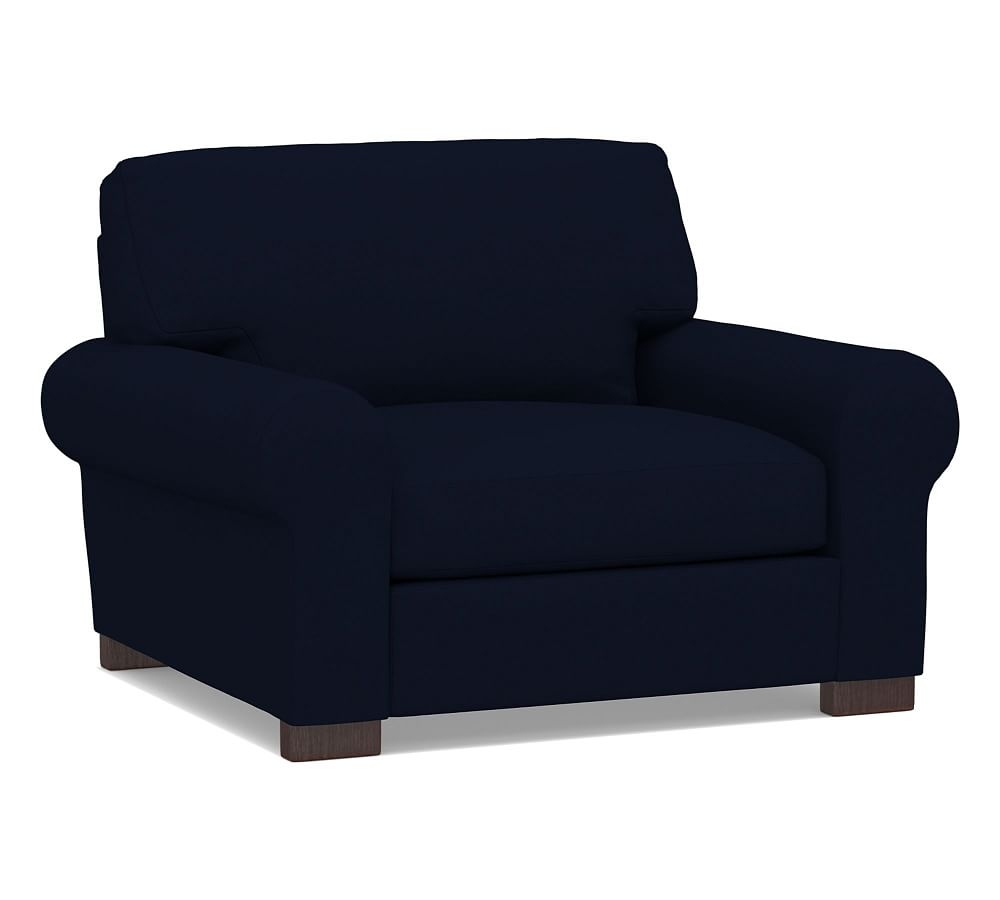 Turner Roll Arm Upholstered Grand Armchair 48", Down Blend Wrapped Cushions, Performance Everydaylinen(TM) Navy - Image 0