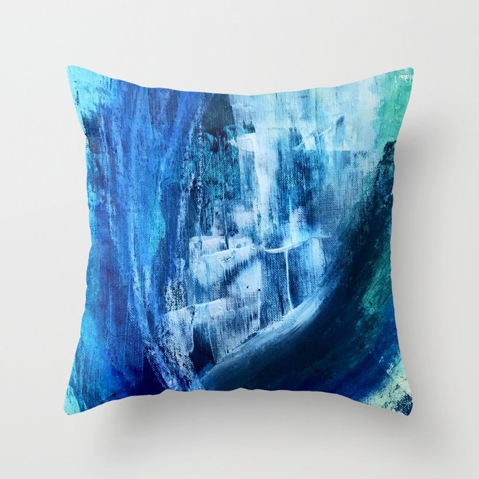 Cerulean [5]: A Vibrant Blue Abstract With Texture And Layers Throw Pillow by Alyssa Hamilton Art - Cover (18" x 18") With Pillow Insert - Indoor Pillow - Image 0