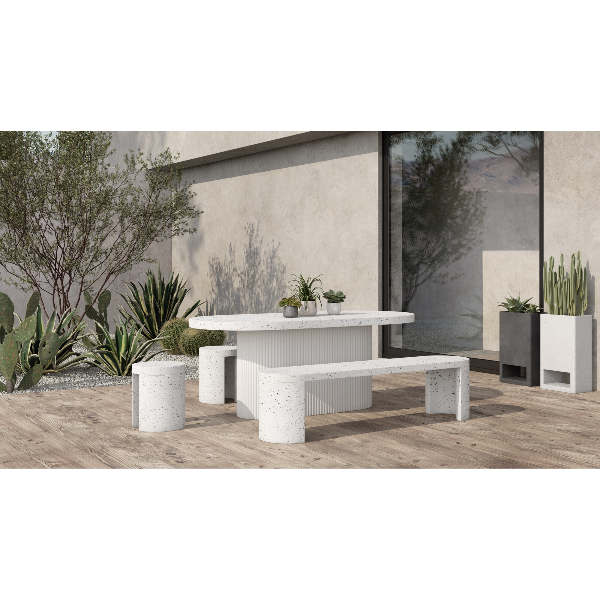 Lyon Outdoor Bench Light Grey - Image 10