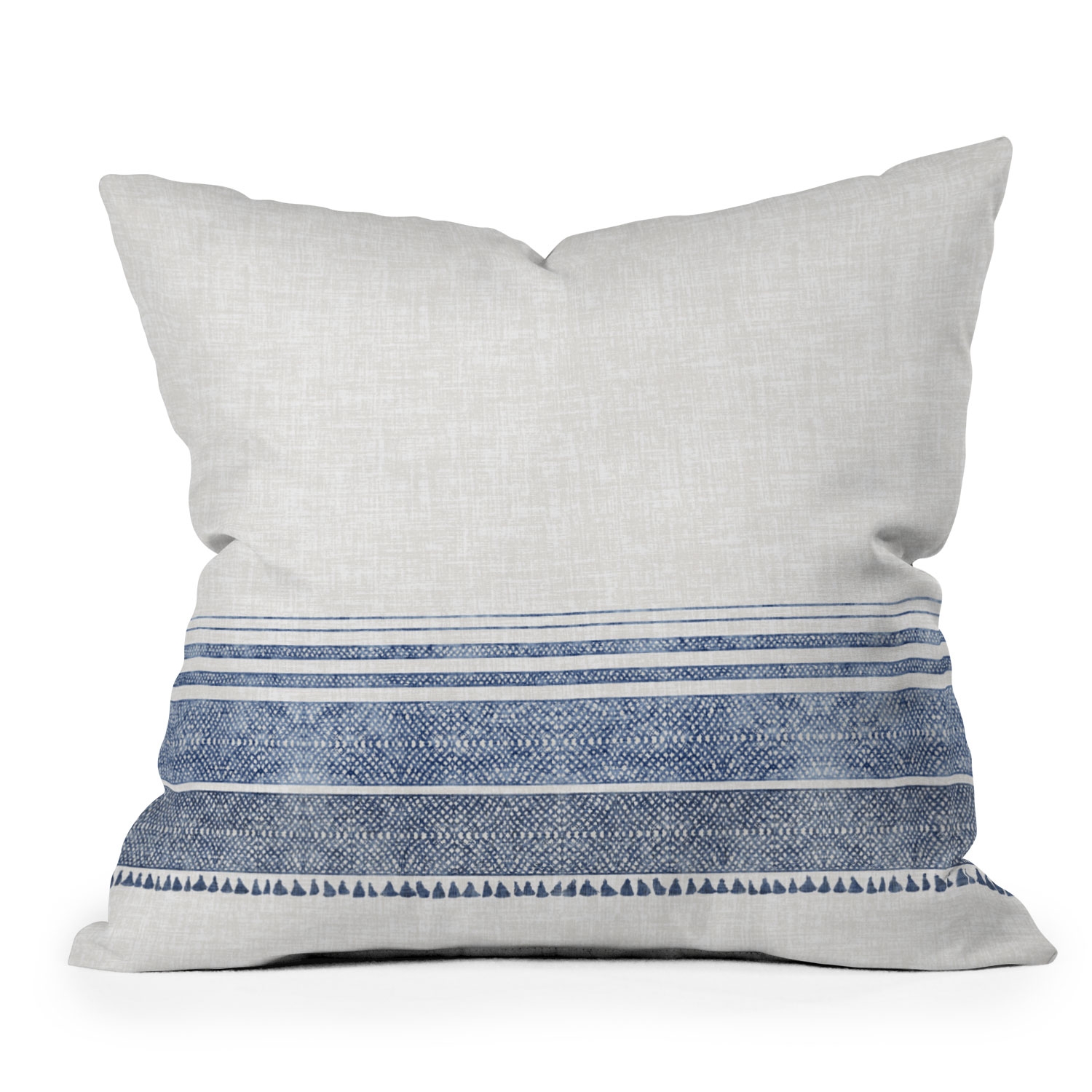 French Linen Chambray Tassel by Holli Zollinger - Outdoor Throw Pillow 16" x 16" - Image 0