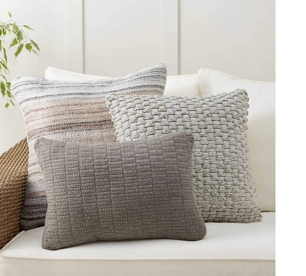 Sun-Washed Stripes Gray Indoor/Outdoor Pillow Set - Image 0