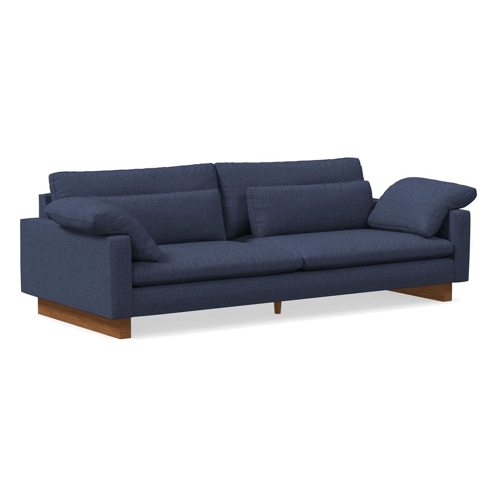 Harmony 104" Sofa, Down Blend, Deco Weave, Midnight, Dark Walnut - Image 0