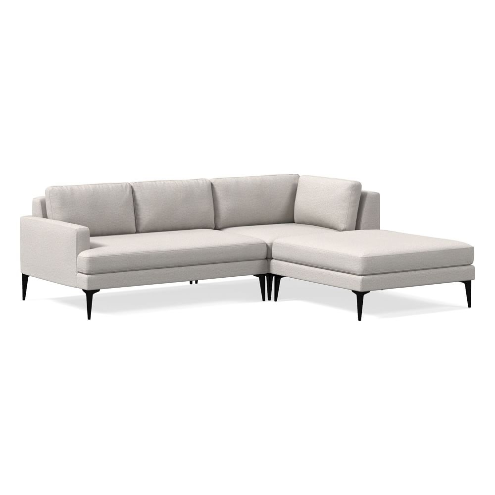 Andes 94" Right Multi Seat 3-Piece Ottoman Sectional, Standard Depth, Twill, Sand, Dark Pewter - Image 0