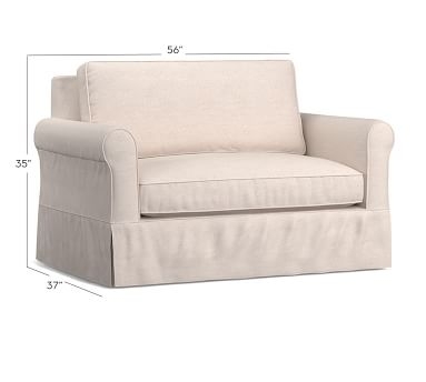 Cameron Roll Arm Slipcovered Twin Sleeper Sofa with Memory Foam Mattress, Polyester Wrapped Cushions, Performance Heathered Basketweave Platinum - Image 3