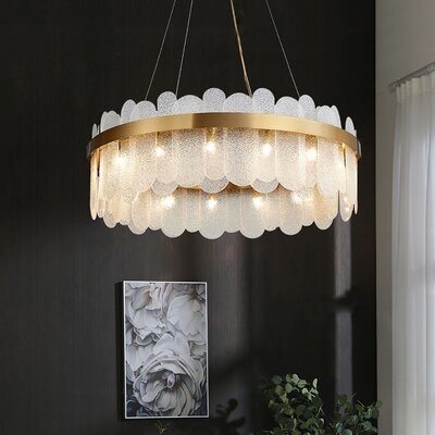 Luxury Glass Gold Living Room Chandelier Modern Staircase Ceiling Lighting(31.5Inch) - Image 0