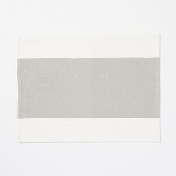 Center Stripe Woven Placemats, Set of 2, Platinum - Image 0