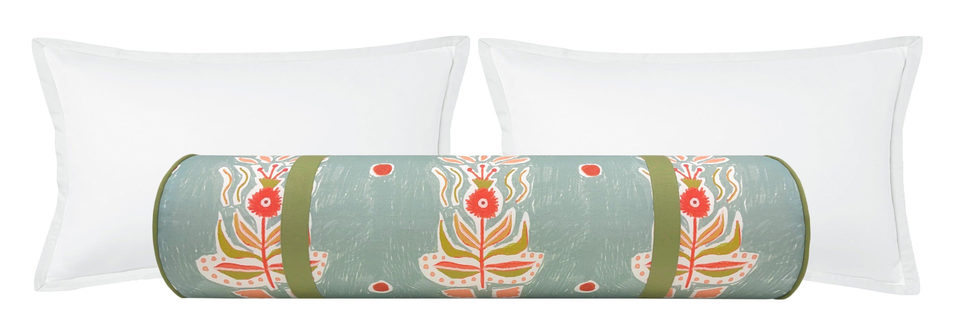 OCS X LDC | THE BOLSTER | LULIE WALLACE : REBEKAH // FRENCH BLUE + RIBBON TRIM // LEAF - TWIN // 9" X 24" - Image 0