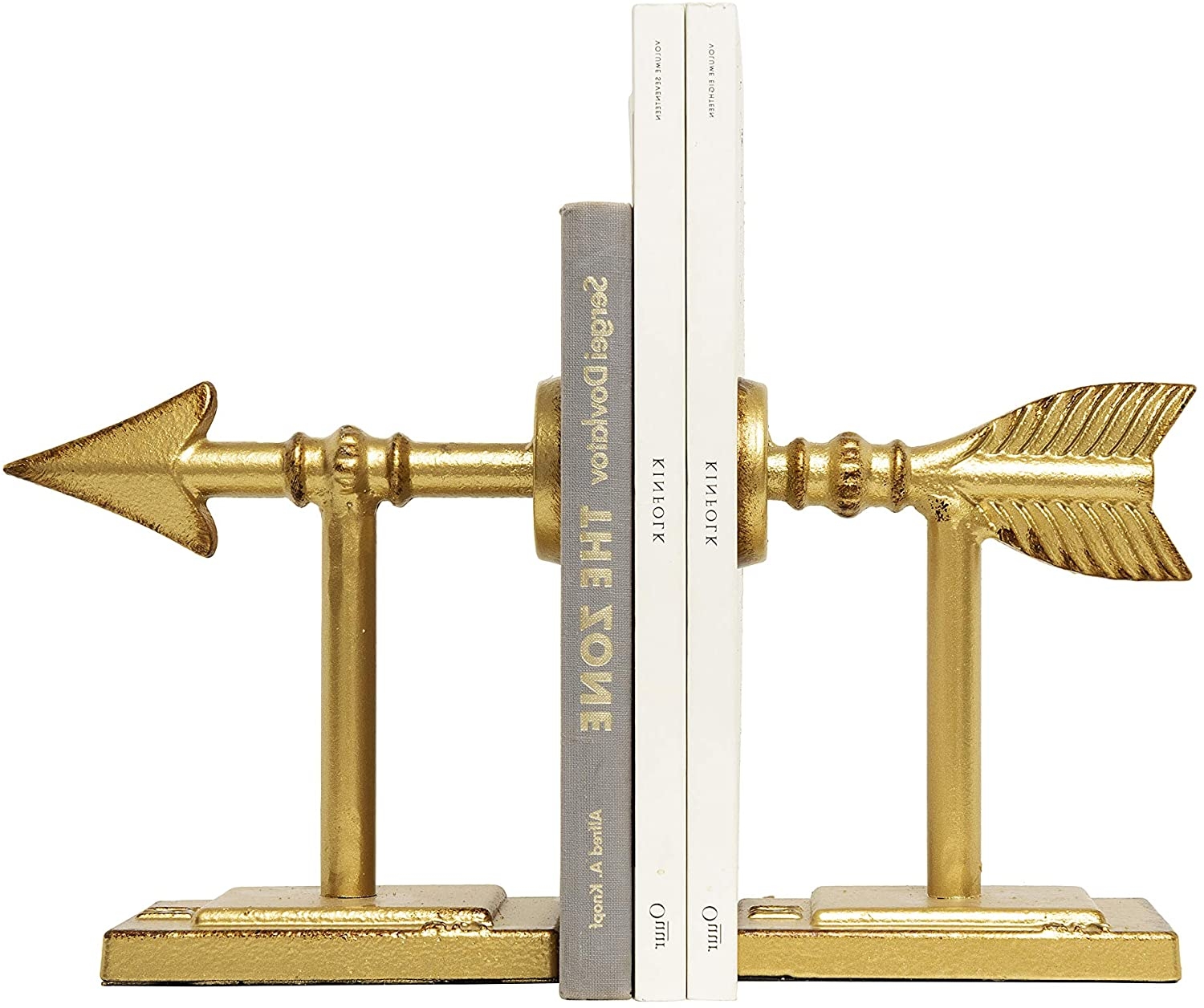 Gold Arrow Shaped Cast Iron Bookends (Set of 2 Pieces) - Image 1