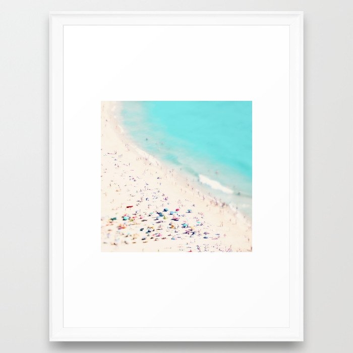 Beach Love - Aerial Beach - Crowded Beach - Pastel - Ocean - Sea - Travel Photography Framed Art Print by Ingrid Beddoes Photography - Scoop White - Medium(Gallery) 18" x 24"-20x26 - Image 0