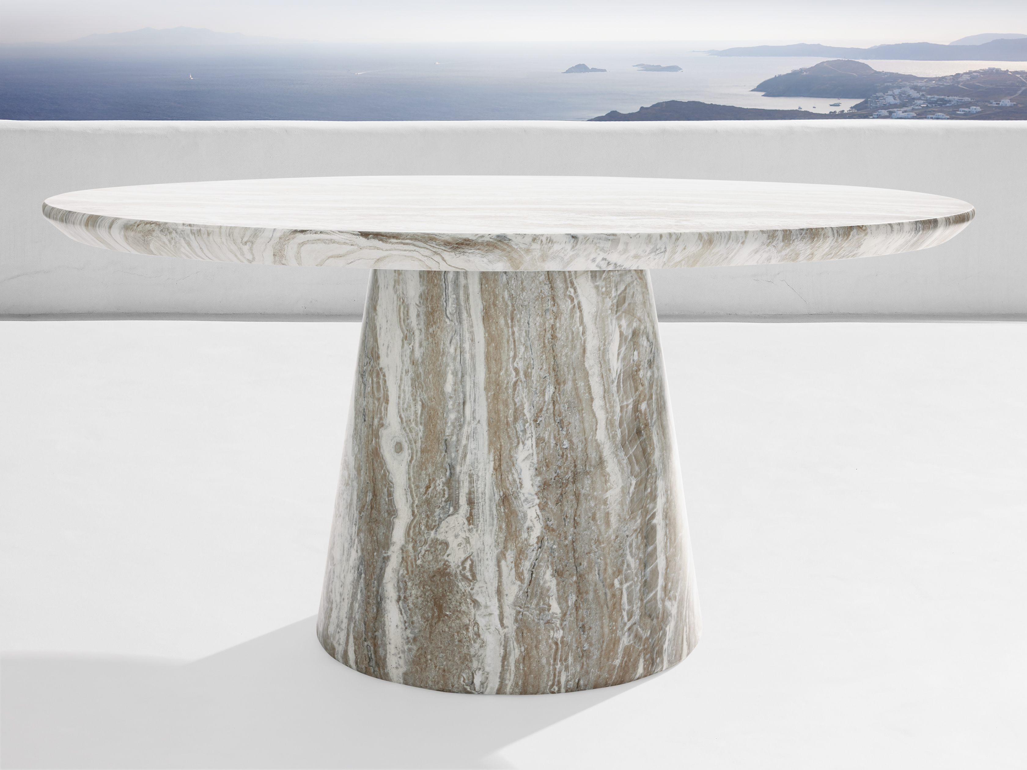 Edgewater Outdoor Dining Table in Jade Faux Marble White  54" - Image 0